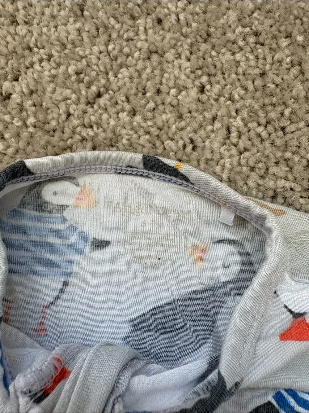 Angel Dear Grey Puffin Print One-Piece Sleeper